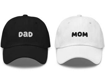 Mom and Dad Hats Set Matching Mom Dad Baseball Caps Embroidered Baby Announcement Gift for New Parents
