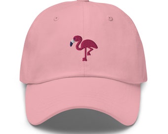 Flamingo Embroidered Baseball Cap Cotton Adjustable Dad Hat Multiple Colors