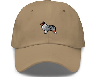 Australian Shepherd Dog Embroidered Baseball Cap Cotton Adjustable Dad Hat