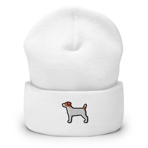 Jack Russell Terrier Dog Embroidered Beanie Dog Cuffed Hat Winter Gift