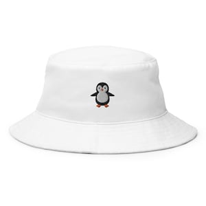 Penguin Embroidered Bucket Hat Cotton Summer Hat Unisex Sun Hat