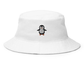 帽子 Penguin by Golfickers [BUCKET HAT] Penguin Bucket Hat, Embroidered Bucket Hat, Penguin Bucket