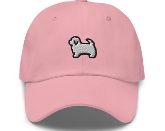 Maltese Dog Embroidered Baseball Cap Cotton Adjustable Dad Hat
