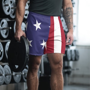 American Flag Mens Shorts 4th of July Independence Day Athletic Shorts USA Flag Patriotic Recycled Shorts