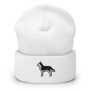Siberian Husky Dog Embroidered Beanie Dog Cuffed Hat Winter Gift