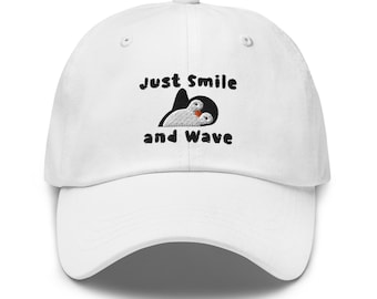 Just Smile N Wave Embroidered Baseball Cap Cotton Adjustable Dad Hat