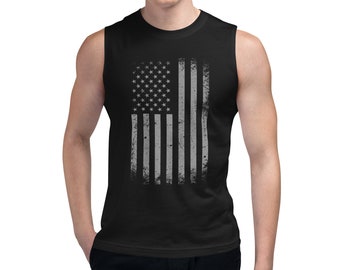 USA Flag Muscle Shirt Unisex American Flag Shirt 4th of July Independence Day Tee