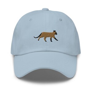 Cats & Plants Baseball Cap - Distressed Washed Blue Cotton Adjustable Hat