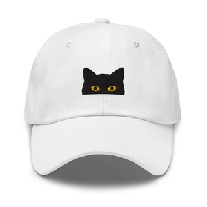 覗く黒猫刺繍野球帽 コットン 調節可能 お父さん帽子 複数色 猫ママへのギフト帽子