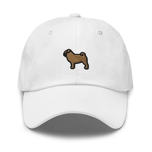 Pug Dog Embroidered Baseball Cap Cotton Adjustable Dad Hat