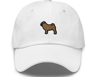 Gorra de béisbol bordada con diseño de perro Pug, de algodón, ajustable, para papá