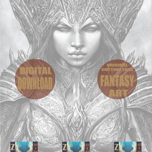 Adult Coloring Page/Fantasy Art/Elven Warrior/Digital Coloring Page/Downloadable Grayscale Illustration,World of Warcraft,Wakanda