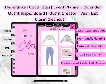 Digital Closet Planner – Organizzatore di outfit, capsule guardaroba, tutto per i vestiti (PDF)