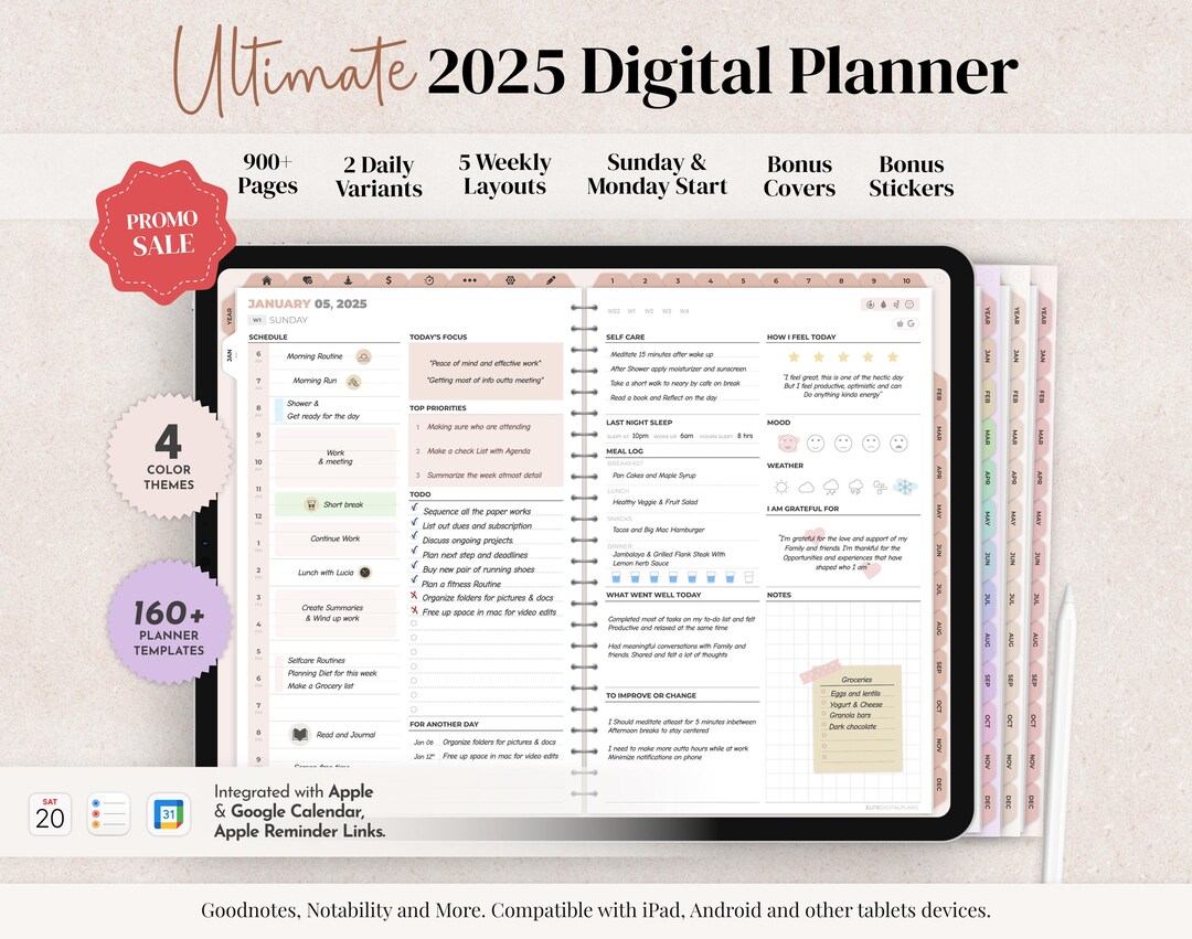 Digital Planner 2025, All in One Digital Planner Goodnotes, iPad ...
