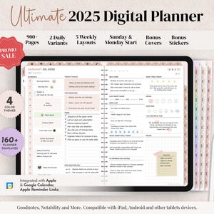digital planner 2025, all in one digital planner goodnotes, iPad & android planner, daily, Weekly, monthly planner, Ultimate digital planner