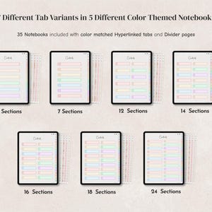 Digital Notebook Bundle - 6, 7, 12, 14, 16, 18, 24 Tabs, Goodnotes Notability Templates, Hyperlinked notebook for iPad and Android tablets. image 2