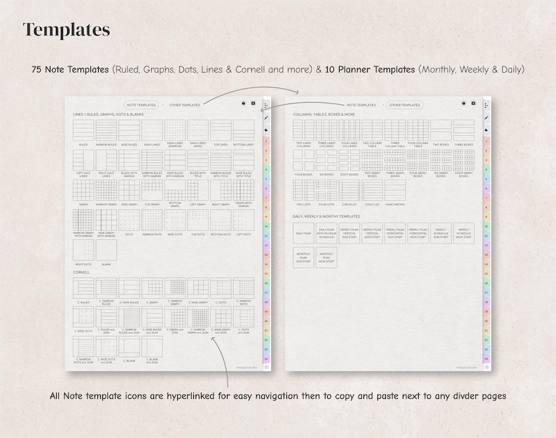 Digital Notebook Bundle - 6, 7, 12, 14, 16, 18, 24 Tabs, Goodnotes Notability Templates, Hyperlinked notebook for iPad and Android tablets. image 4
