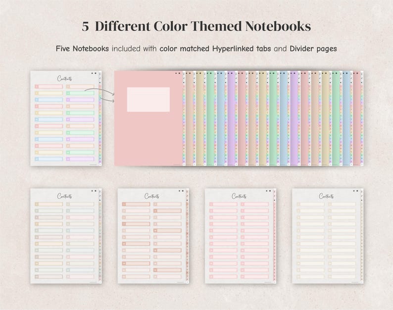 Digital Notebook Bundle - 6, 7, 12, 14, 16, 18, 24 Tabs, Goodnotes Notability Templates, Hyperlinked notebook for iPad and Android tablets. image 5