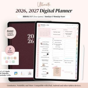 Digitale planner 2026 | Aesthetic Goodnotes, Notability, iPad- en Android-planner | Dagelijks Wekelijks Maandelijks, alles-in-één Minimalistische digitale planner