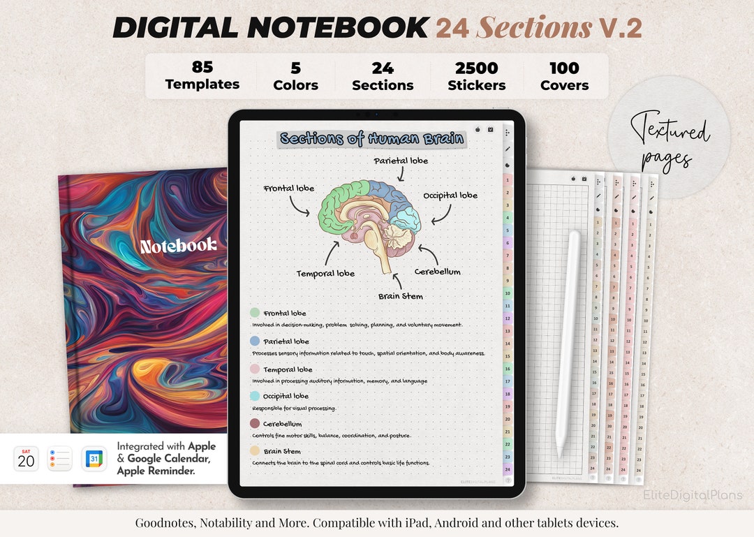 Digital Notebook With Tabs Goodnotes Digital Notebook Templates Student ...
