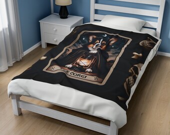Tarot Pets - Manta de felpa de pana Corgi tricolor