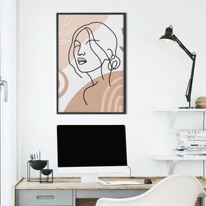 Face Line Drawing, Boho One Line Drawing, Printable Wall Art, Minimalist Wall Art, Single Line Drawing, Female Line Drawing, Continuous Line