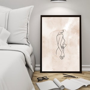 Decoración moderna de la pared, arte abstracto, arte imprimible, arte de línea femenina, arte de línea de mujer, cartel femenino, decoración del hogar, arte de la pared del dormitorio, arte digital