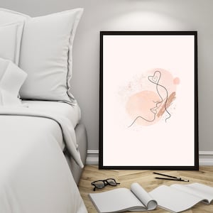 Abstract face print ,one line drawing, printable wall art, abstract print, face line art, digital download, minimalist wall art, line art.