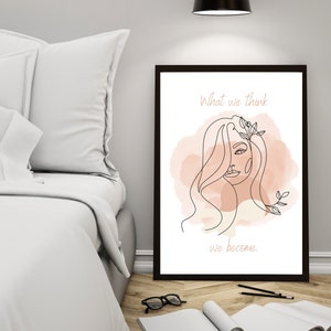 Modern line drawing, Inspirational quote, wall art, instant download, home decor, printable wall art.