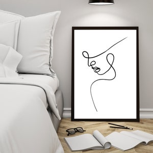 Wall Art Printable, Digital Print, Living Room Wall Art , Wall Decor , One line drawing female print, printable wall art, female line art.