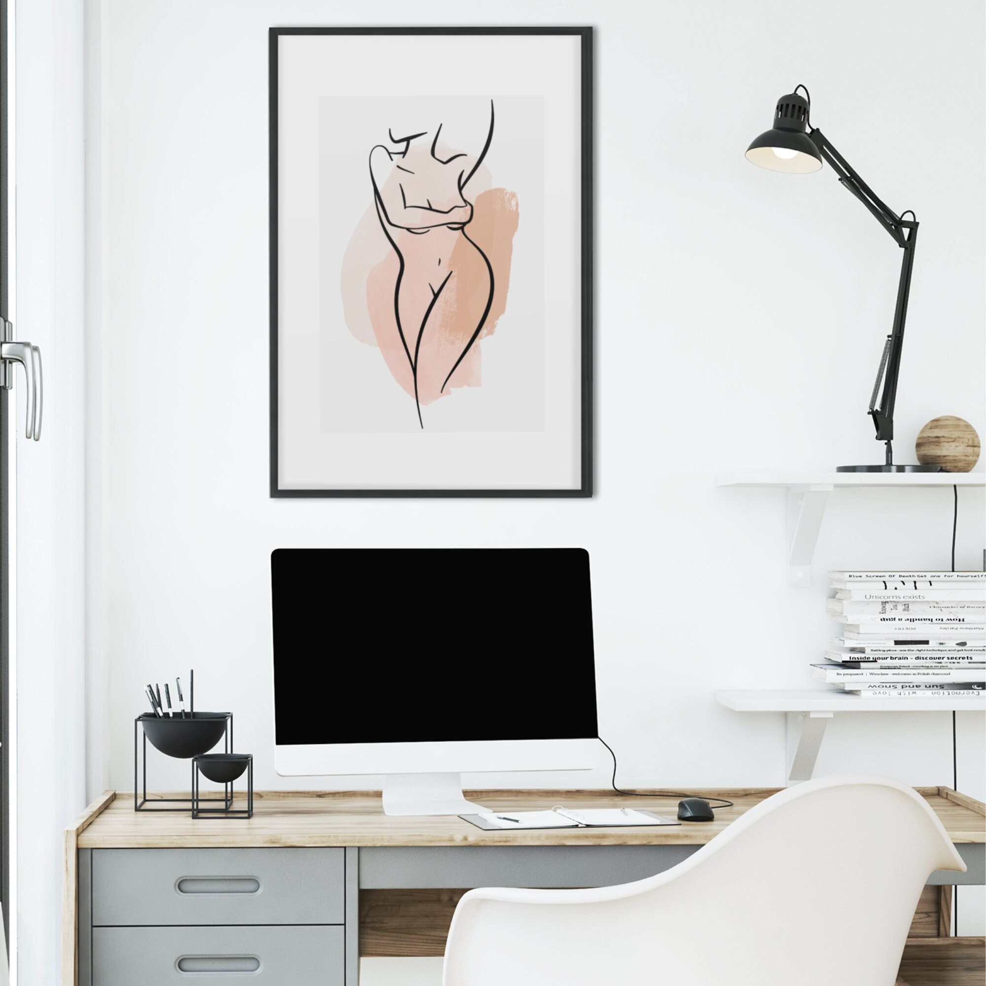 Boho art print, Sexy bedroom art, Continuous line art, Woman illustration, Self love wall art, Girl power wall art, Women line art print