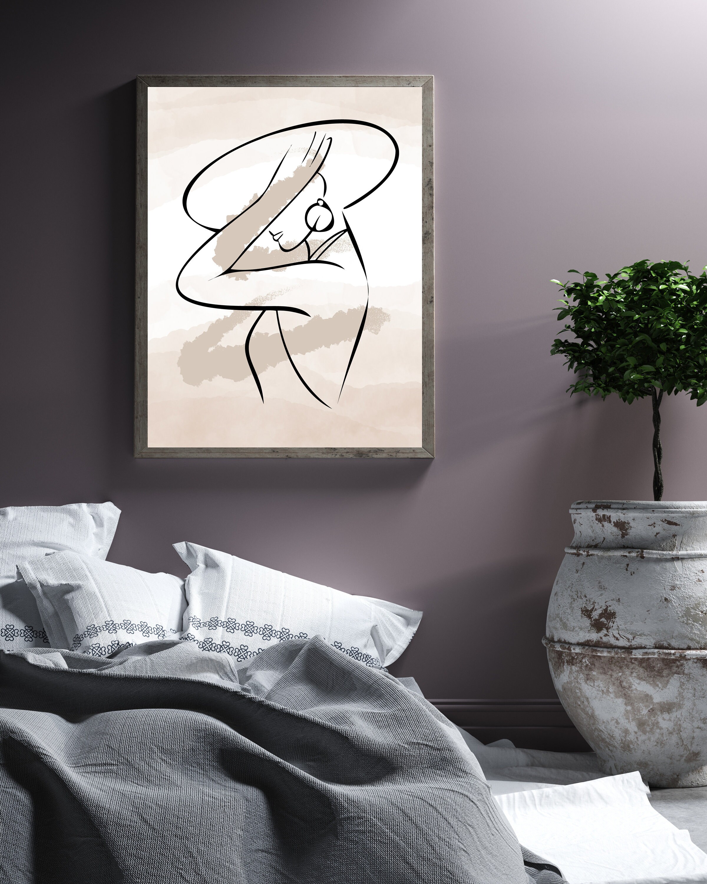 Nude Line Art, Nude Female Art Print, Nude Figure Drawing, Female