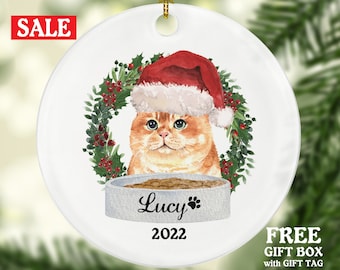 Cat Personalized Christmas Ornament Custom Pet Lover Owner Gift Fur Holiday Ornament Rescue