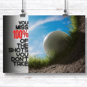 Unframed Poster. Golf Motivation Wall Art | Miss No Shot Poster | Inspirational Print for Gym, Office, or Home