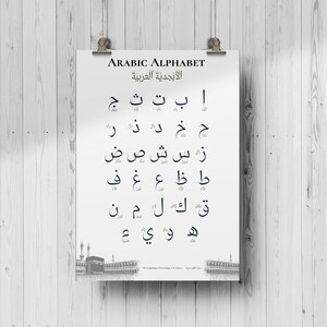 Printable PDF – Arabic Alphabet Poster – Minimalist Islamic Wall Art – Arabic Learning Chart – A4 A3 18×24 – Educational Nursery Decor