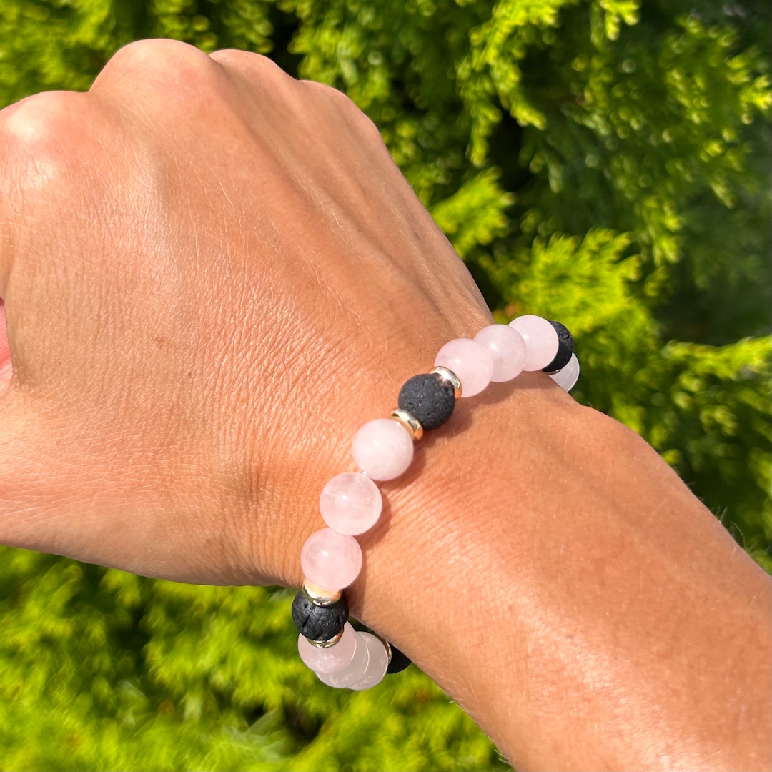 Rose Quartz Bracelet/lava Stone Bracelet/essential Oils/diffuser
