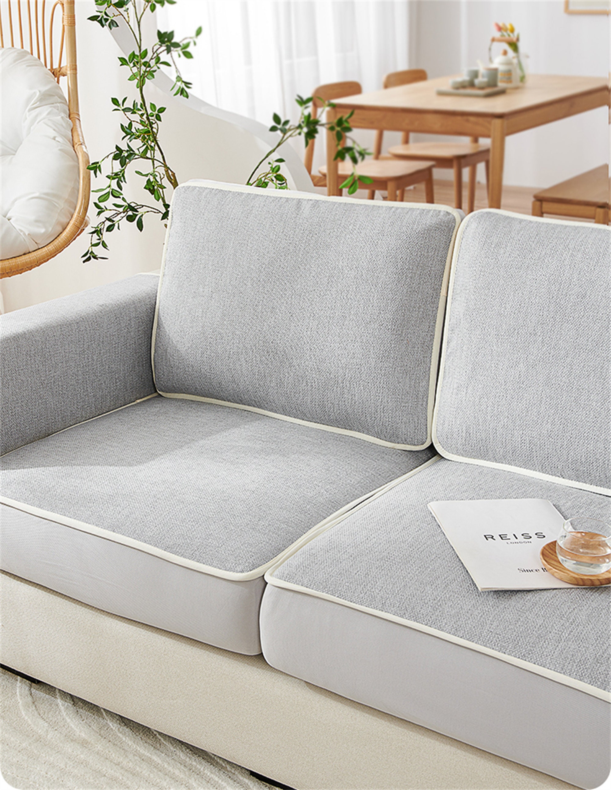 Linen Stretch Sofa Cover Chenille Separated Slipcover Cushion Slipcover