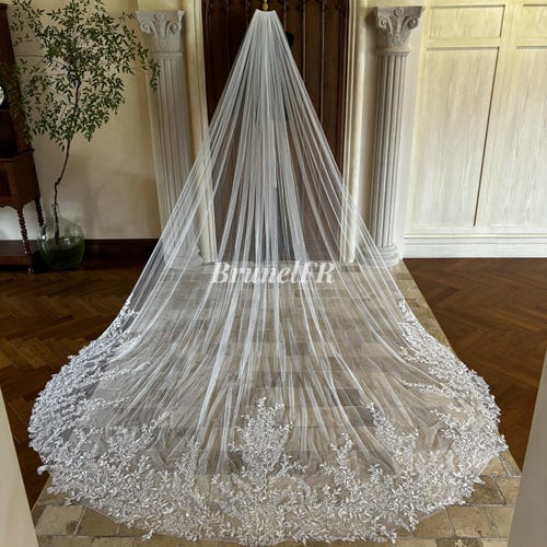 Hand Beaded Dreamy Wedding Veil Beaded & Pearl Wedding Veils | Tania Maras main image 4