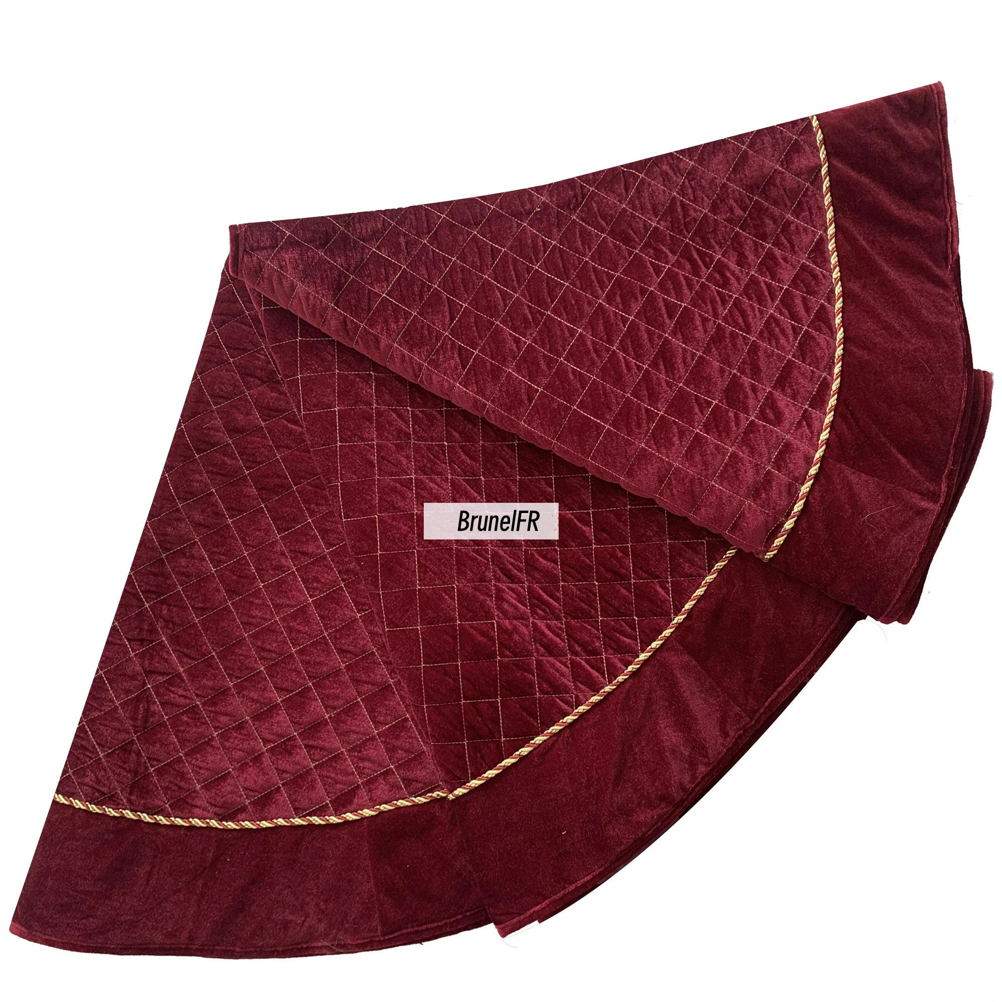 Burgundy Red Christmas Tree Skirt,red Velvet Tree Skirt,rustic Xmas