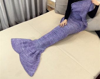 Lavender purple Mermaid Tail Blanket, Blanket For Photoshoot, Blanket for Adults, Handmade Blanket,Sleeping Blanket, Throw Blanket, 180×90cm