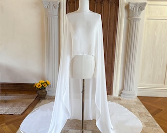 Elfenbein Chiffon Hochzeitsumhang Minimalistische Brautcaplets Chiffon Braut wrap Chiffon Bolero für Hochzeitskleid Chiffon Braut Cover Up CUSTOM