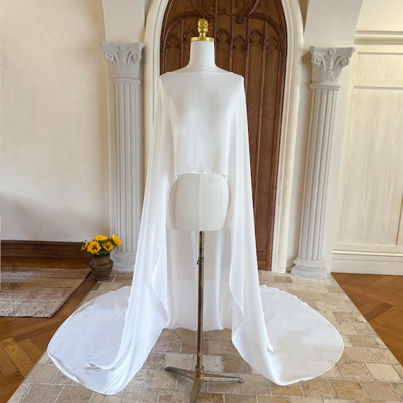 Mantella da sposa in chiffon avorio, coprispalle da sposa