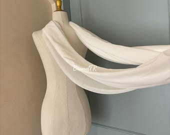 Wedding chiffon neck scarf ivory bridal scarf custom scarf wedding scarf accessory detachable gown scarf elegant soft chiffon neckerchief