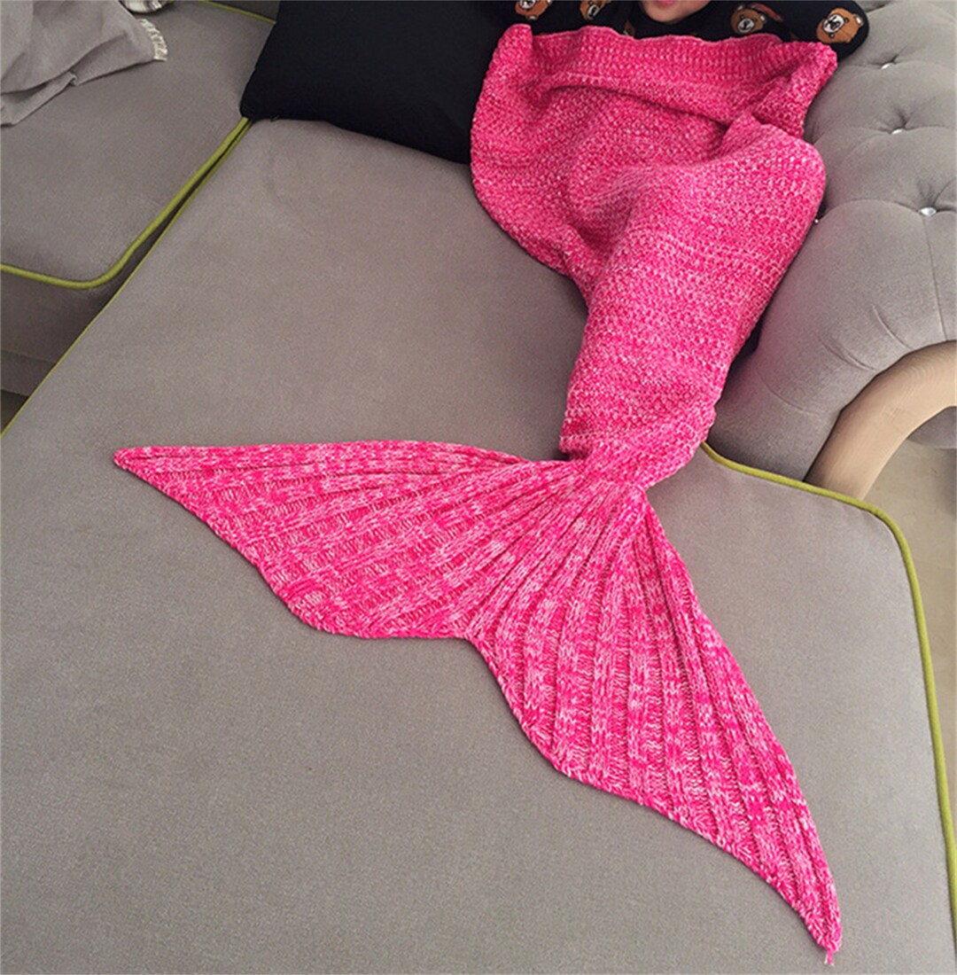 Rose Pink Mermaid Tail Blanket for Kids Woven Blanket Cozy Etsy