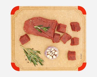 Elihome Wood Fiber Dishwasher Safe Cutting board for Kitchen,Color Coded Food Icon,Juice Groove,Non-slip,Reversible,Made in USA, 12 x 16"