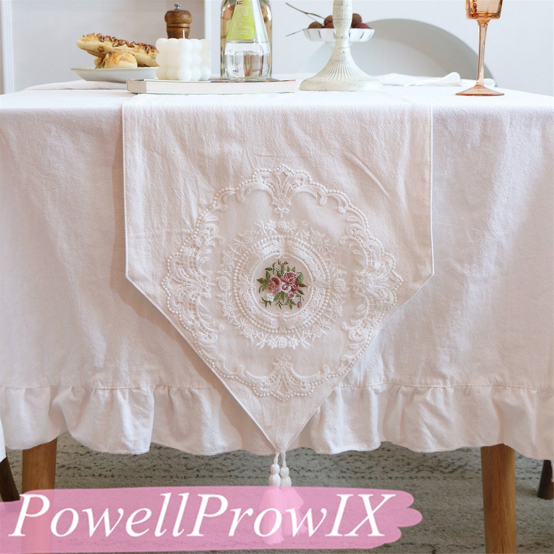 Country Style Table Runner Vintage Lace Decoration Rustic Home Etsy