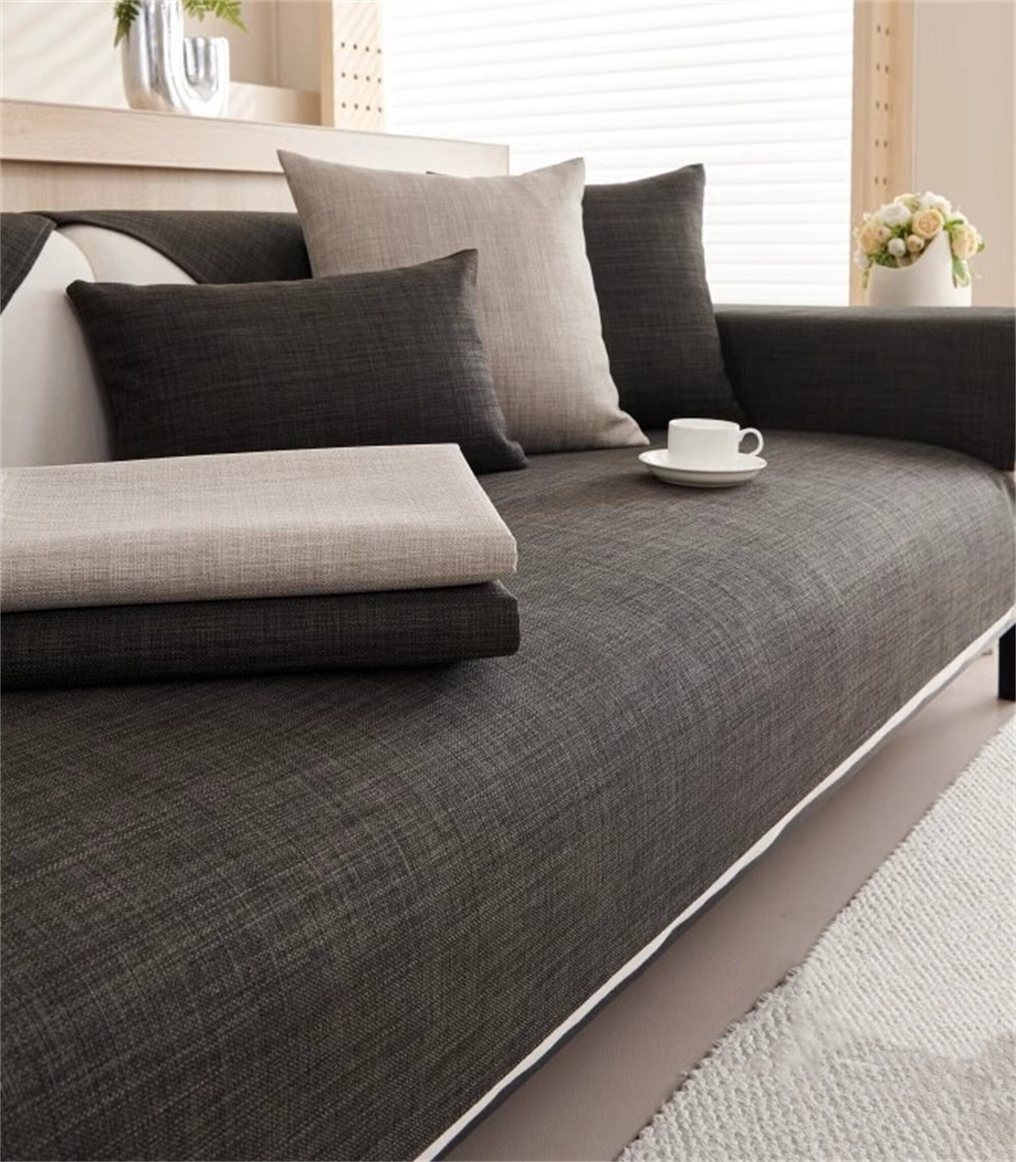 Modern cushions top for grey sofa