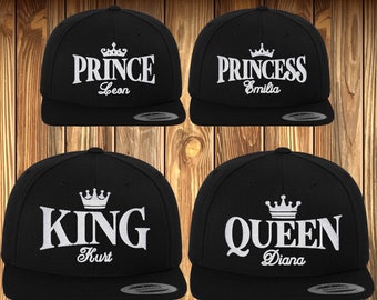 King Queen Prince Princess Cap Family Snapback Hat individuell bestickt Geschenk Familie