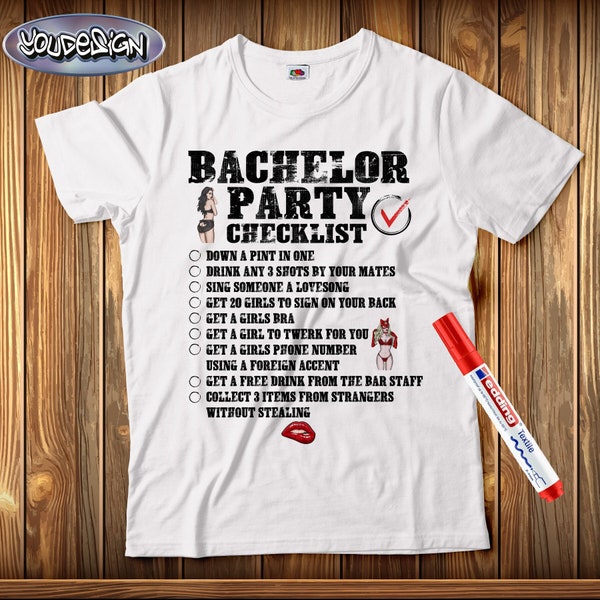 Bachelor Party Checklist JGA Shirt Bachelor Party T-Shirt incl. textile marker