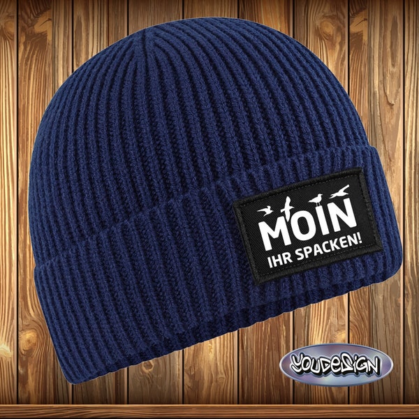 Moin Ihr Spacken Beanie Mütze Patch Nordisch Küste Möwe